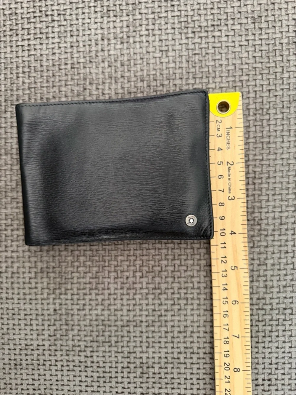 Montblanc Black Leather Bifold Wallet Snap Coin Pocket & Original Box Minimalist